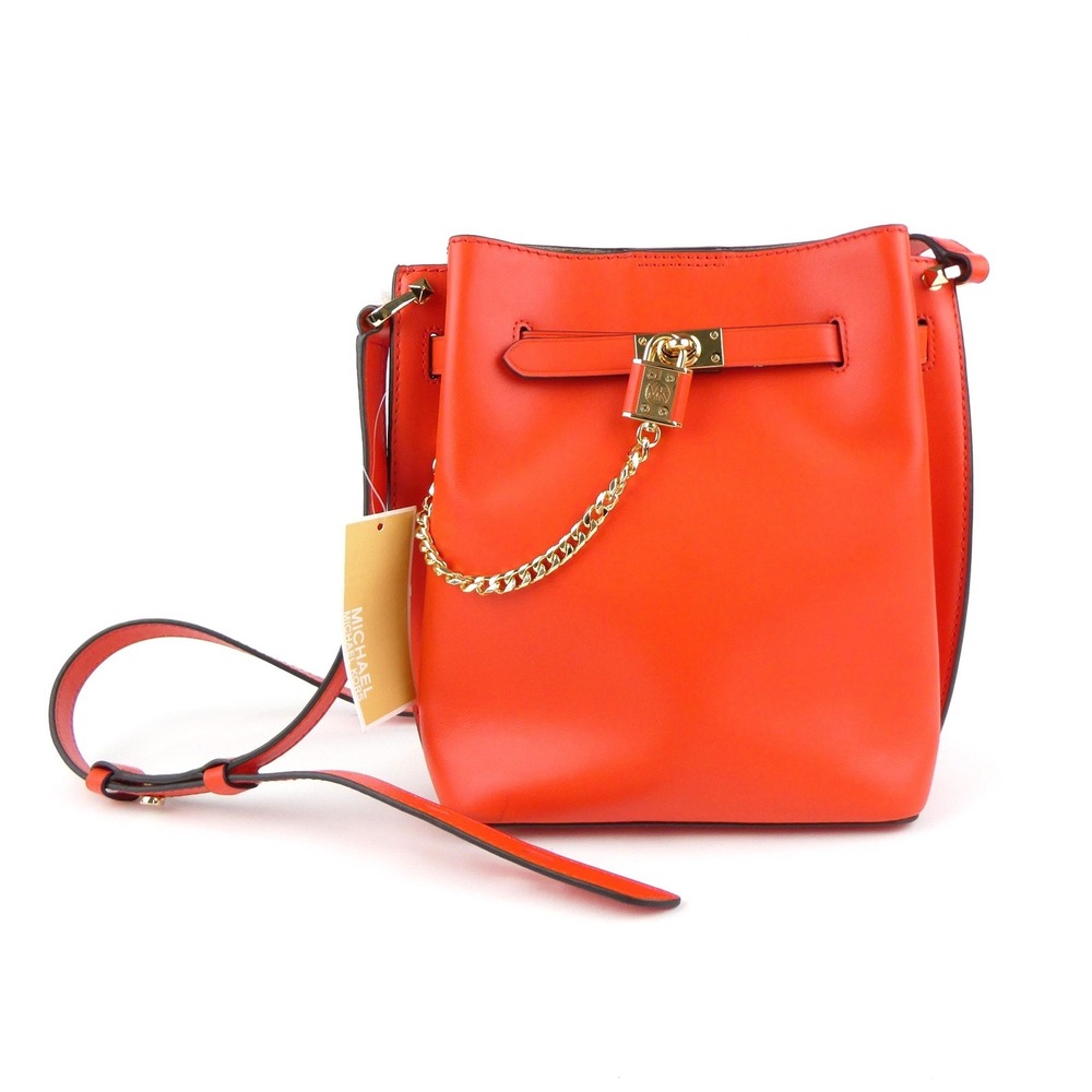 Michael Kors Hamilton Legacy Optic Orange Leather MD NS Messenger Bag